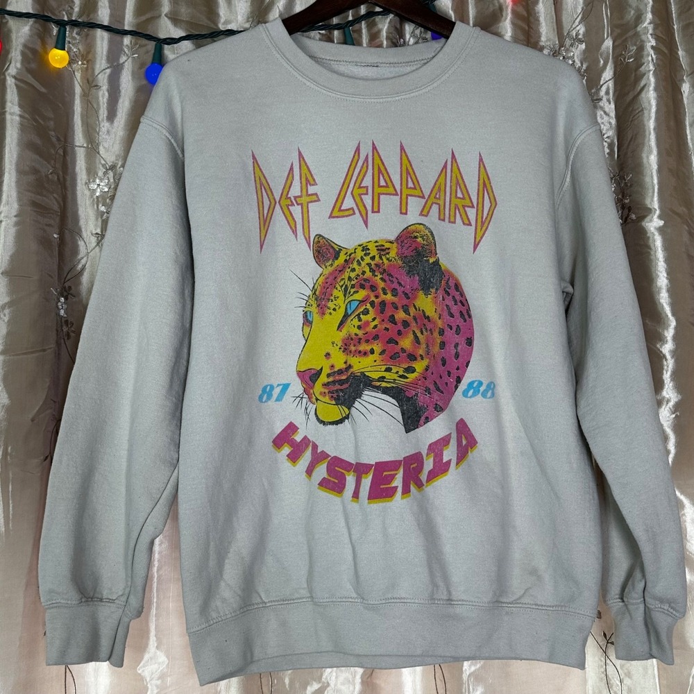 Def Leppard Hysteria 87 88 Leopard Print Graphic Sweatshirt Crewneck M Vintage